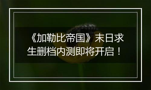 《加勒比帝国》末日求生删档内测即将开启！
