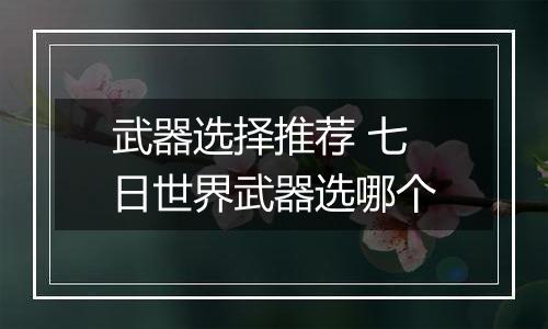 武器选择推荐 七日世界武器选哪个