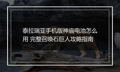 泰拉瑞亚手机版神庙电池怎么用 完整召唤石巨人攻略指南