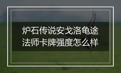 炉石传说安戈洛龟途法师卡牌强度怎么样