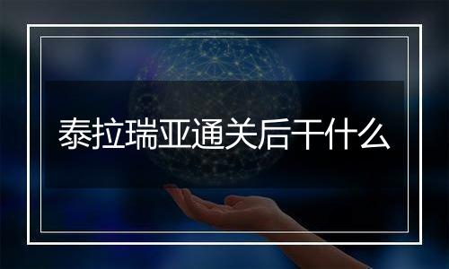 泰拉瑞亚通关后干什么