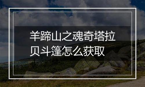 羊蹄山之魂奇塔拉贝斗篷怎么获取
