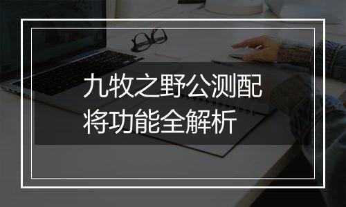 九牧之野公测配将功能全解析