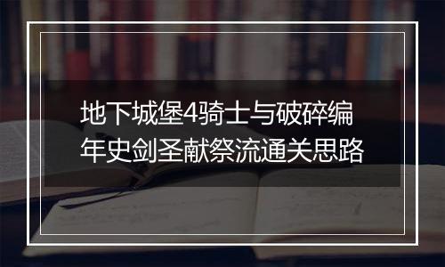 地下城堡4骑士与破碎编年史剑圣献祭流通关思路