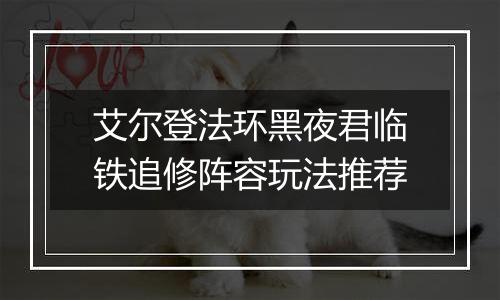 艾尔登法环黑夜君临铁追修阵容玩法推荐