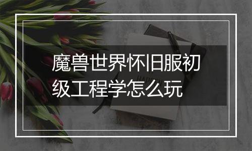 魔兽世界怀旧服初级工程学怎么玩
