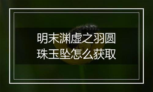 明末渊虚之羽圆珠玉坠怎么获取
