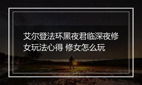 艾尔登法环黑夜君临深夜修女玩法心得 修女怎么玩