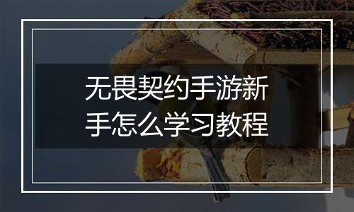 无畏契约手游新手怎么学习教程