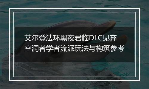艾尔登法环黑夜君临DLC见弃空洞者学者流派玩法与构筑参考