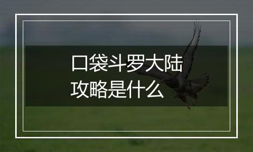 口袋斗罗大陆攻略是什么