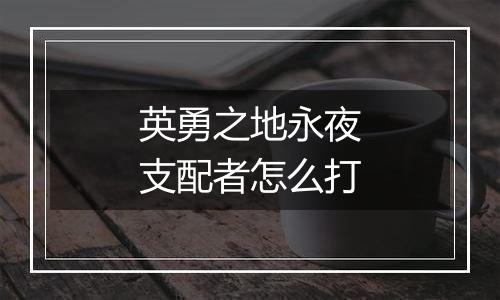 英勇之地永夜支配者怎么打