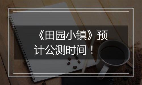 《田园小镇》预计公测时间！