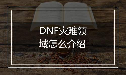 DNF灾难领域怎么介绍