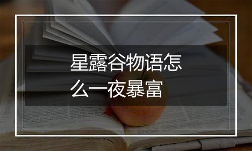 星露谷物语怎么一夜暴富