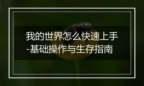 我的世界怎么快速上手-基础操作与生存指南