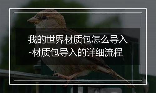 我的世界材质包怎么导入-材质包导入的详细流程