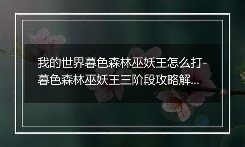 我的世界暮色森林巫妖王怎么打-暮色森林巫妖王三阶段攻略解析