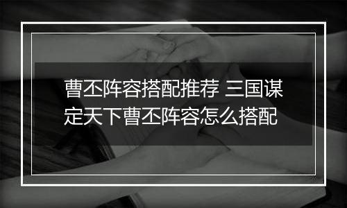 曹丕阵容搭配推荐 三国谋定天下曹丕阵容怎么搭配