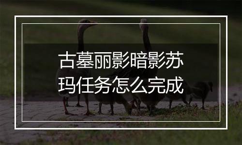 古墓丽影暗影苏玛任务怎么完成