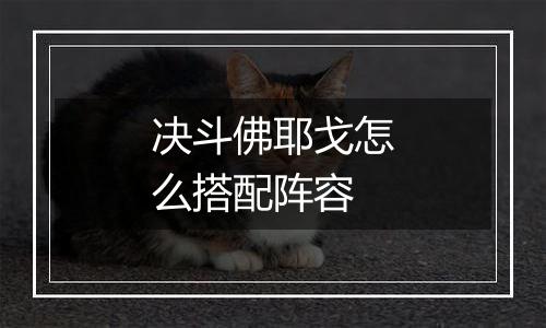 决斗佛耶戈怎么搭配阵容