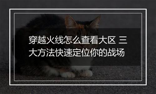 穿越火线怎么查看大区 三大方法快速定位你的战场