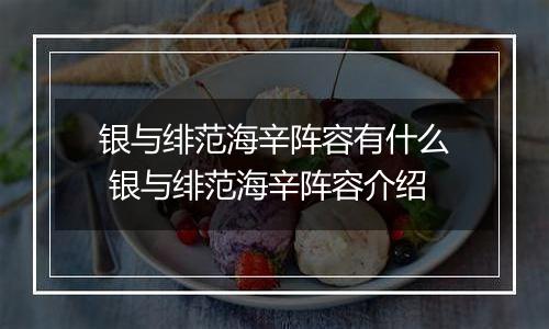 银与绯范海辛阵容有什么 银与绯范海辛阵容介绍